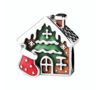 KunBead Gingerbread House Christmas Tree Stocking Snowflake Enamel Bead Charms Compatible with Pandora Bracelet for Women
