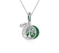 KunBead Green 18 inch Dainty Family Tree of Life Sparkling Birthday Charm Love Pendant Womens Necklace