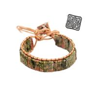 KunBead Green Imperial Jasper Chakra Bracelets for Women Healing Crystal Natural Gemstone Bead HandmadeWrap Leather Rope Adjustable Bracelets