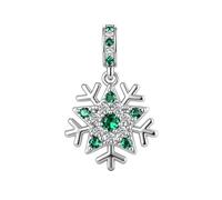 KunBead Green Snowflake Sparkly Star Dangle Christmas Birthday Charms Compatible with Pandora Charm Bracelet for Women