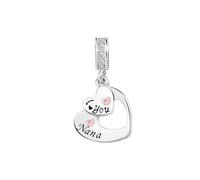 KunBead I Love You Heart Dangle Charms Compatible with Pandora Bracelet Necklace for Mum Daughter Grandma Granddaughter Nana Auntie Wife Sister Best Friend