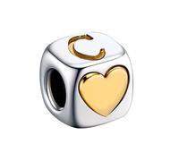 KunBead Initial C Letter Gold Heart Alphabet Love Bead Birthday Charms Compatible with Pandora Charm Bracelet for Women