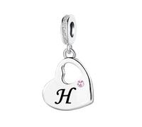 KunBead Initial H Letter Pink Heart Alphabet Birthday Dangle Love Charms Compatible with Pandora Charm Bracelet for Auntie Niece