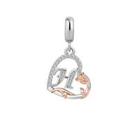 KunBead Initial H Letter Rose Heart Alphabet Dangle Love Charms Compatible with Pandora Charm Bracelet for Women Birthday Jewelry