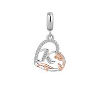 KunBead Initial K Letter Rose Heart Alphabet Dangle Love Charms Compatible with Pandora Charm Bracelet for Women Birthday Jewelry