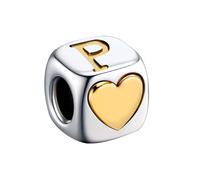KunBead Initial P Letter Gold Heart Alphabet Love Bead Birthday Charms Compatible with Pandora Charm Bracelet for Women