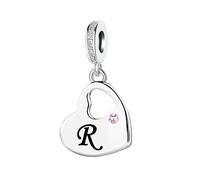 KunBead Initial R Letter Pink Heart Alphabet Birthday Dangle Love Charms Compatible with Pandora Charm Bracelet for Nana Nanny Grandma
