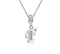 KunBead Jewelry 18 inch Letter F Initial Crystal Alphabet Name Kids Charm Pendant Necklace