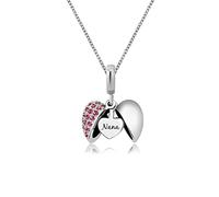 KunBead Jewelry 18 inch Nana Nan Love Heart Red Birthstone Crystal Birthday Charm Pendant Necklace for Women