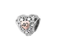 KunBead Jewelry 40 Birthday Rose Gold Tone Heart Star Love Bead Charms Compatible with Pandora Bracelets for Women