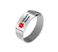 KunBead Jewelry Addison's Disease Medical Alert Bracelets for Women Adjustable Stainless Steel Emergency Awareness Medical ID Bracelet Mens Wristband