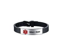 KunBead Jewelry Addison's Disease Medical Alert Bracelets for Women Adjustable Stainless Steel Silicone Emergency Awareness Medical ID Bracelet
