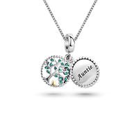KunBead Jewelry Auntie Small I Love You Family Tree of Life Charm Pendant Necklace Birthday Gifts from Niece
