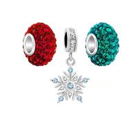 KunBead Jewelry Blue Snowflake Charm Christmas set Dangle Charms Compatible with Pandora Bracelet Necklace