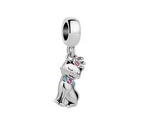 KunBead Jewelry Cute Cat Kitten Kitty Dangle Charms Compatible with Pandora Bracelets Necklaces Birthday Gifts for Women