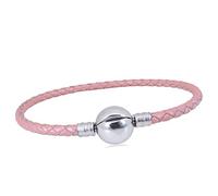 KunBead Jewelry Daughter Grandma Pink Leather Bead Charms Bracelets for Jewellery Making Snake Chain Bracelet