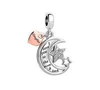 KunBead Jewelry Daughter I Love You to the Moon and Back Star Heart Dangle Charms Compatible with Pandora Bracelets Gift from Dad Mum Mother