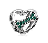 KunBead Jewelry Dog Bone Love Heart May Birthstone Crystal Birthday Charms Compatible with Pandora Bracelets for Women