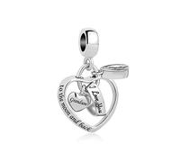KunBead Jewelry Grandson I Love You to the Moon and Back Heart Birthday Dangle Charms Compatible with Pandora Bracelet