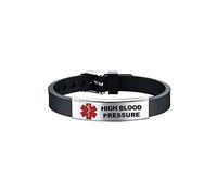 KunBead Jewelry HIGH BLOOD PRESSURE Medical Alert Bracelets for Women Adjustable Stainless Steel Silicone Emergency Awareness Medical ID Bracelet