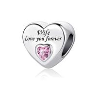KunBead Jewelry I Love You Forever Heart My Beautiful Wife Bead Charms for Women Valentines Gifts for Girlfriend