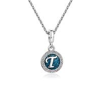 KunBead Jewelry Initial Letter T Pendant Necklace Silver Sale Crystal Pendant Auntie Alphabet Birthday Necklaces for Women