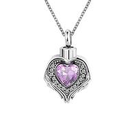 KunBead Jewelry June Birthstone Heart Urn Ashes Pendant Memorial Keepsake Necklace for Cremation Ashes into Necklace