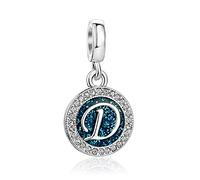 KunBead Jewelry Letter D Initial Charms Blue Dangle Essence Heart Nan 21 Birthday Bead Charms for Women Girls