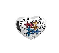 KunBead Jewelry Love Heart Autism Bead Charms Compatible with Pandora Bracelets