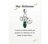 KunBead Jewelry May Birthstone Dangle Charm Heart Love Birthday Crystal Charms Compatible with Pandora Bracelets Necklace