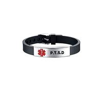 KunBead Jewelry Medical Alert Bracelets for Women Adjustable Stainless Steel Silicone Emergency Awareness Medical ID Bracelet Wristband