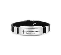 KunBead Jewelry Mens Cross Religious Christian Silicone Engraved Bracelet Wristbands with Scripture Quote Bible Verse Inspiring Gift for Women
