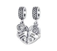 KunBead Jewelry Mother Son Infinity Love Heart Dangle Charms Compatible with Pandora Bracelets Gift for Mum from Son