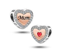 KunBead Jewelry Mum Rose Gold Heart I Love You Mummy Nomination Bead Charms fits Bracelets