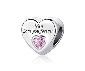 KunBead Jewelry Nan Nana Nomination Heart Love You Forever Bead Charms for Bracelet