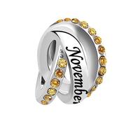 KunBead Jewelry November Birthstone Charm Birthday Bead Charms Compatible with Pandora Bracelets for Women