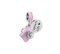 KunBead Jewelry Pink Camera Capture Life Travel Pendant Charm Bead Compatible with Pandora Bracelets