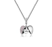 KunBead Jewelry Pink I Love You Sister Heart Birthstone Birthday Charm Pendant Necklace