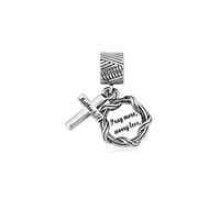 KunBead Jewelry Pray More Worry Less Cross Dangle Charms Compatible with Pandora Bracelets