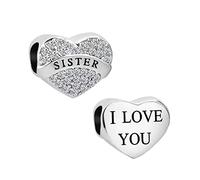 KunBead Jewelry Soul Sister Heart I Love You Birthstone Bead Charms Compatible with Pandora Bracelets for Women Girls
