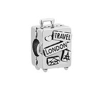 KunBead Jewelry Travel London Suitcase Vacation Silver Tone Bead Charms Compatible with Pandora Bracelets for Women Girls