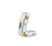 KunBead Letter L Initial Gold Moon Star Alphabet Love Bead Birthday Charms Compatible with Pandora Charm Bracelet for Women