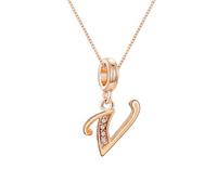 KunBead Letter V Initial 18 inch Dainty Rose Gold Tone Alphabet Birthday Charm Love Pendant Womens Necklace
