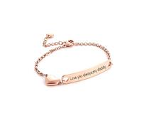 KunBead Love You Always My Daddy Rose Gold Stainless Steel Birthday Heart Charms Adjustable Bracelets for Women