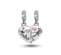 KunBead Mother Daughter Son Sisters Best Friends Bestie Rose Gold Heart Puzzle Dangle Birthday Charms Compatible with Pandora Bracelet