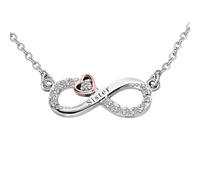 KunBead Sister Infinity Rose Gold Tone Love Heart Birthday Graduation Pendant Womens Necklace