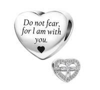 KunBead Sparkling Cubic Zirconia Inspiring Words Religion Cross Heart Love Holy Bible Verse Dangle Charm Compatible with Pandora Bracelet