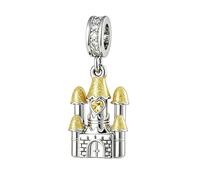 KunBead Sparkly Castle Heart Birthday Crystal Birthstone Dangle Charms Compatible with Pandora Charm Bracelet for Women