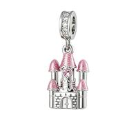 KunBead Sparkly Castle Heart Birthday Dangle Charms Compatible with Pandora Charm Bracelet for Women