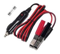 KUNCAN 12Volt 3FT Automotive Sturdy Alligator Clamp Booster Jumper Battery Charge Cable with Cigarette Lighter Male Plug, Electrical Clip-on 16 AWG Heavy Duty Extension Cord, Fuse 10A